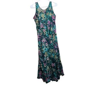 Far Away Dress Women's Large Floral Sleeveless V-Neck Button Resort Midi